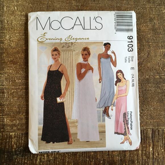 McCalls Sewing Pattern 9103 Evening Elegance Y2K Era 90s Prom Dress 14-18 UNCUT - Picture 1 of 2